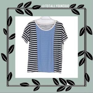 J Crew Pattern Blocking Tee Shirt Size Small Blue